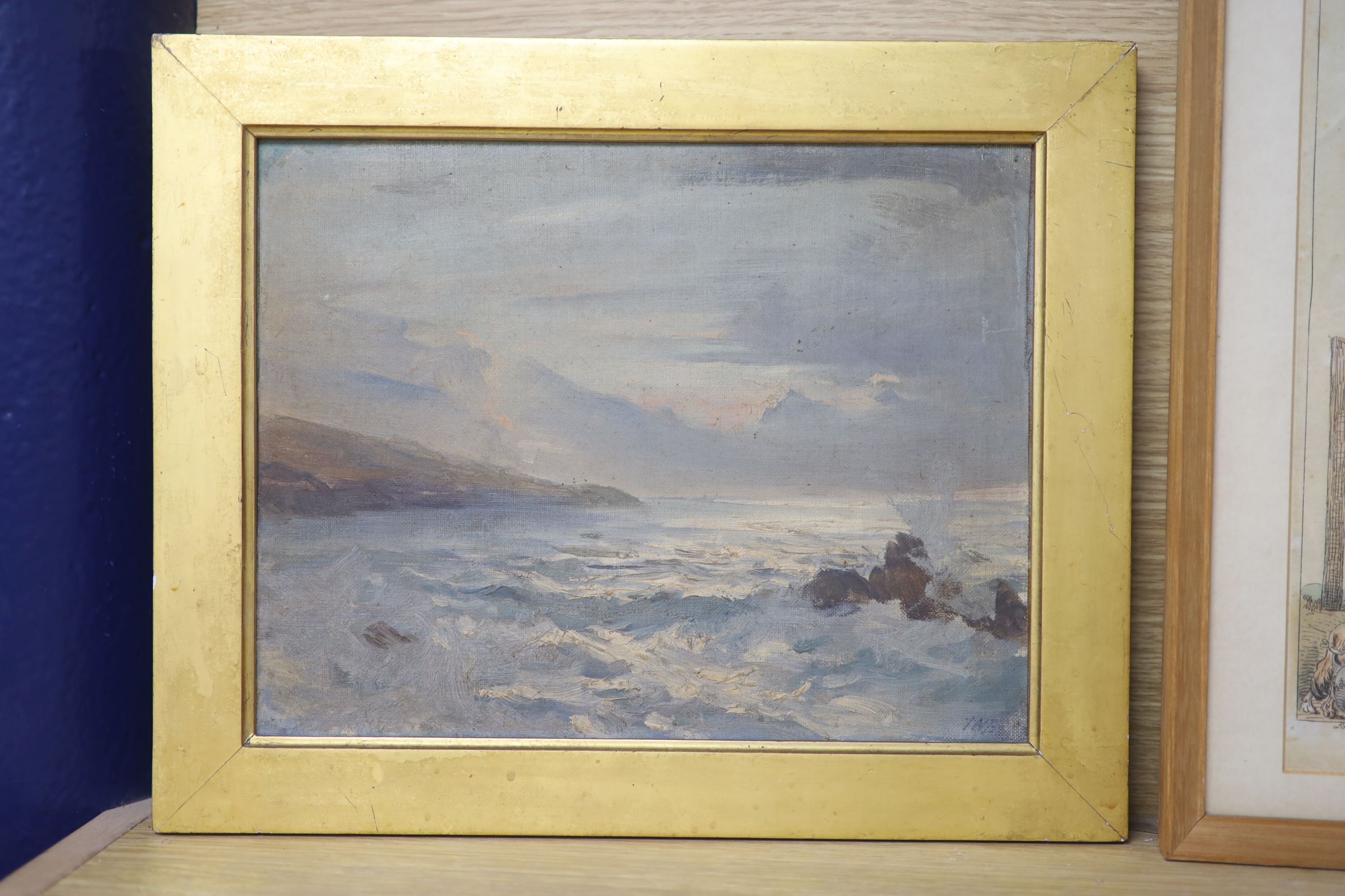 J.H. Bland (1893), oil on canvas, Coastal landscape, initialled, 23 x 30cm
